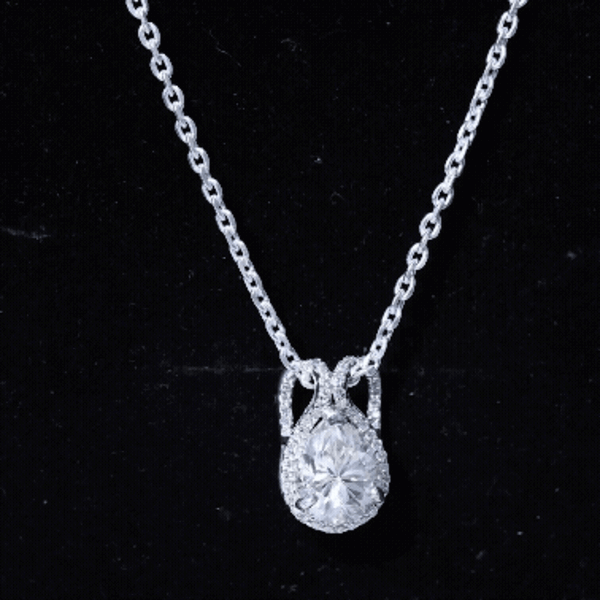 Certified 1.4 Carat Moissanite Teardrop Wedding Necklace with Silver Chain