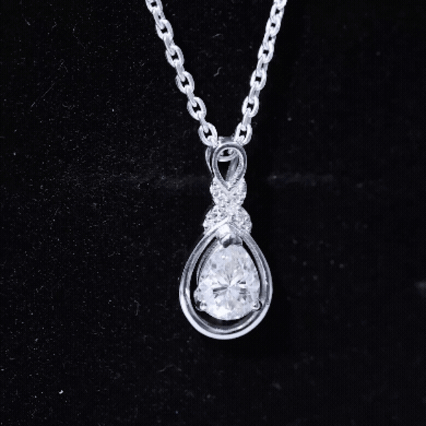 Certified 1.3 Carat Moissanite Bridal Drop Necklace with Silver Chain