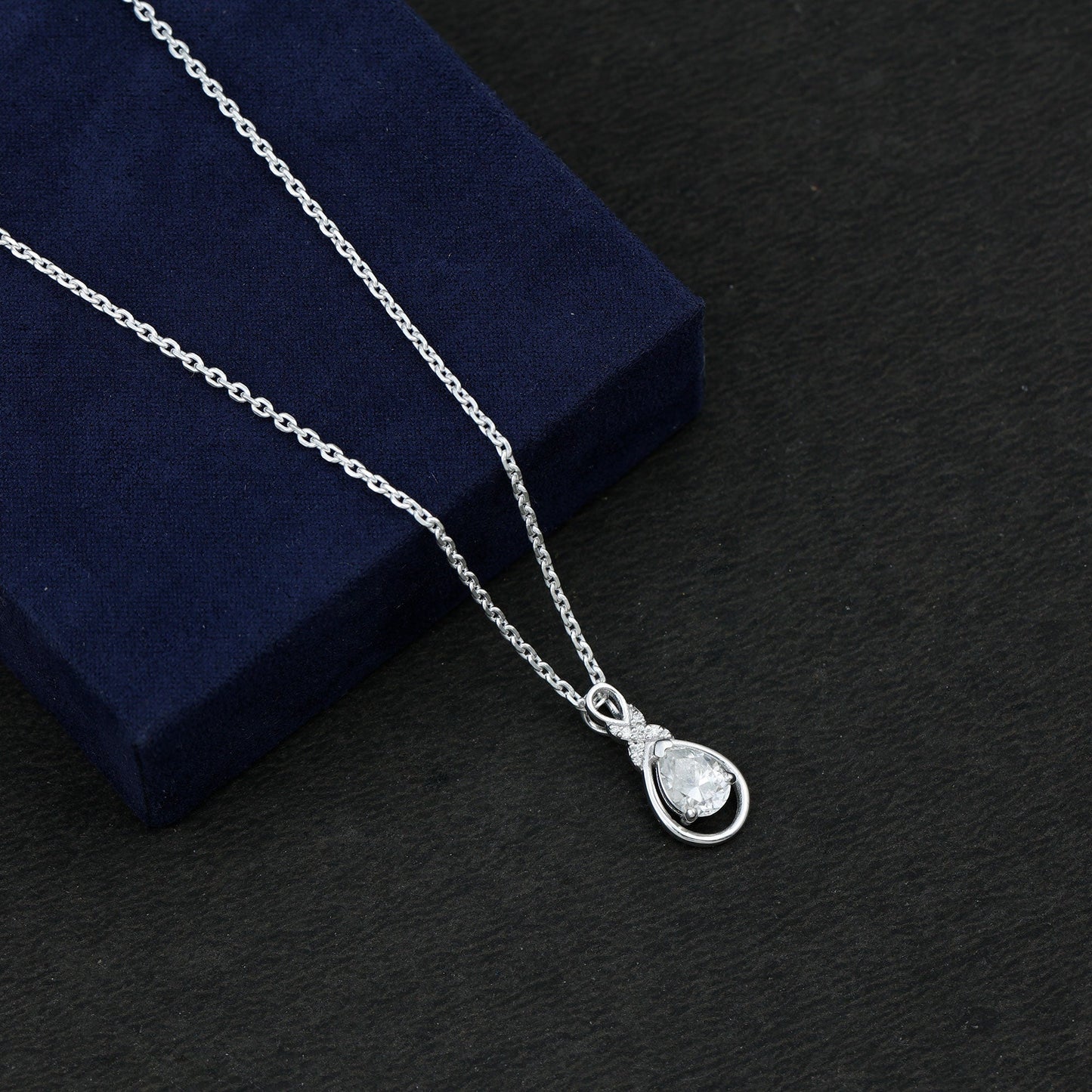 Certified 1.3 Carat Moissanite Bridal Drop Necklace with Silver Chain
