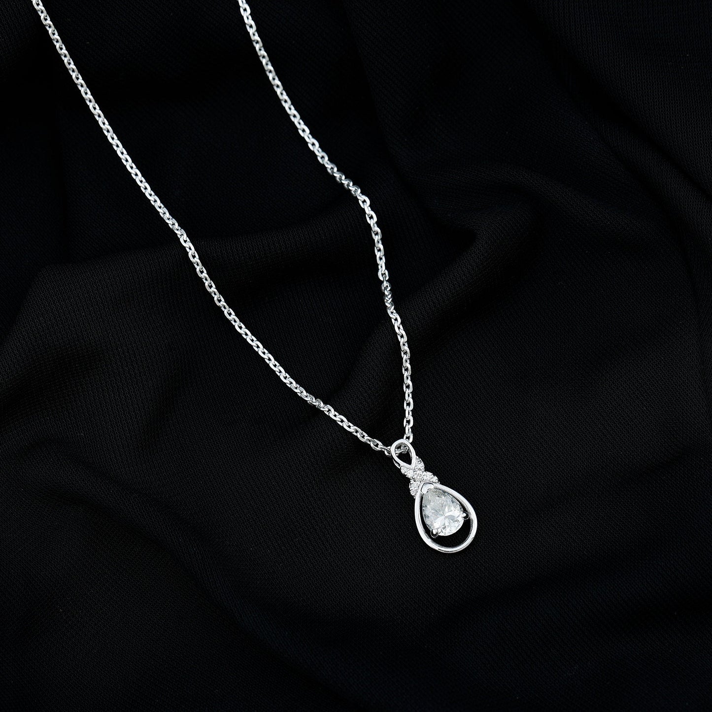 Certified 1.3 Carat Moissanite Bridal Drop Necklace with Silver Chain