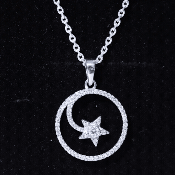 Certified Moissanite Shooting Star Necklace with Silver Chain