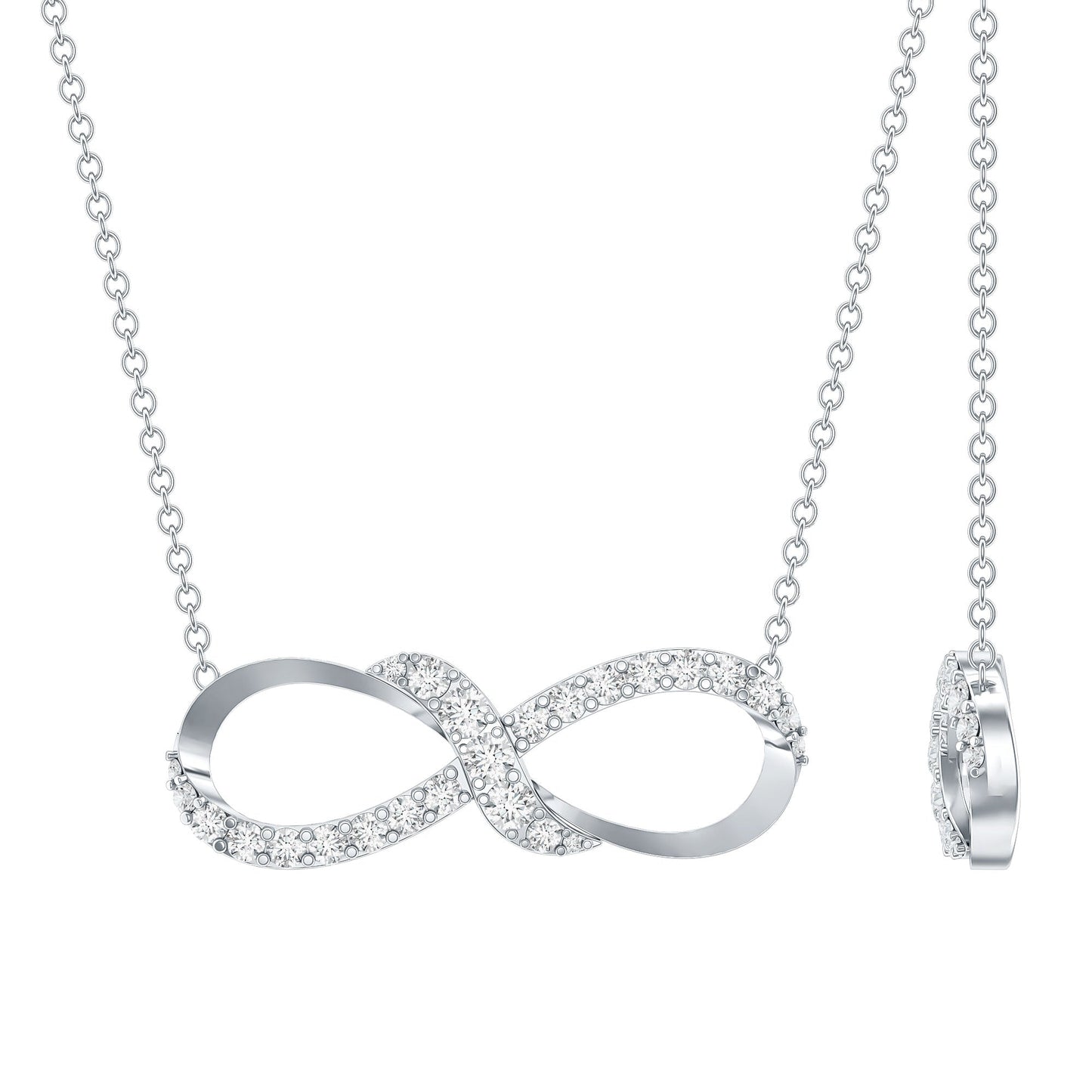Moissanite Infinity Necklace with Silver Chain