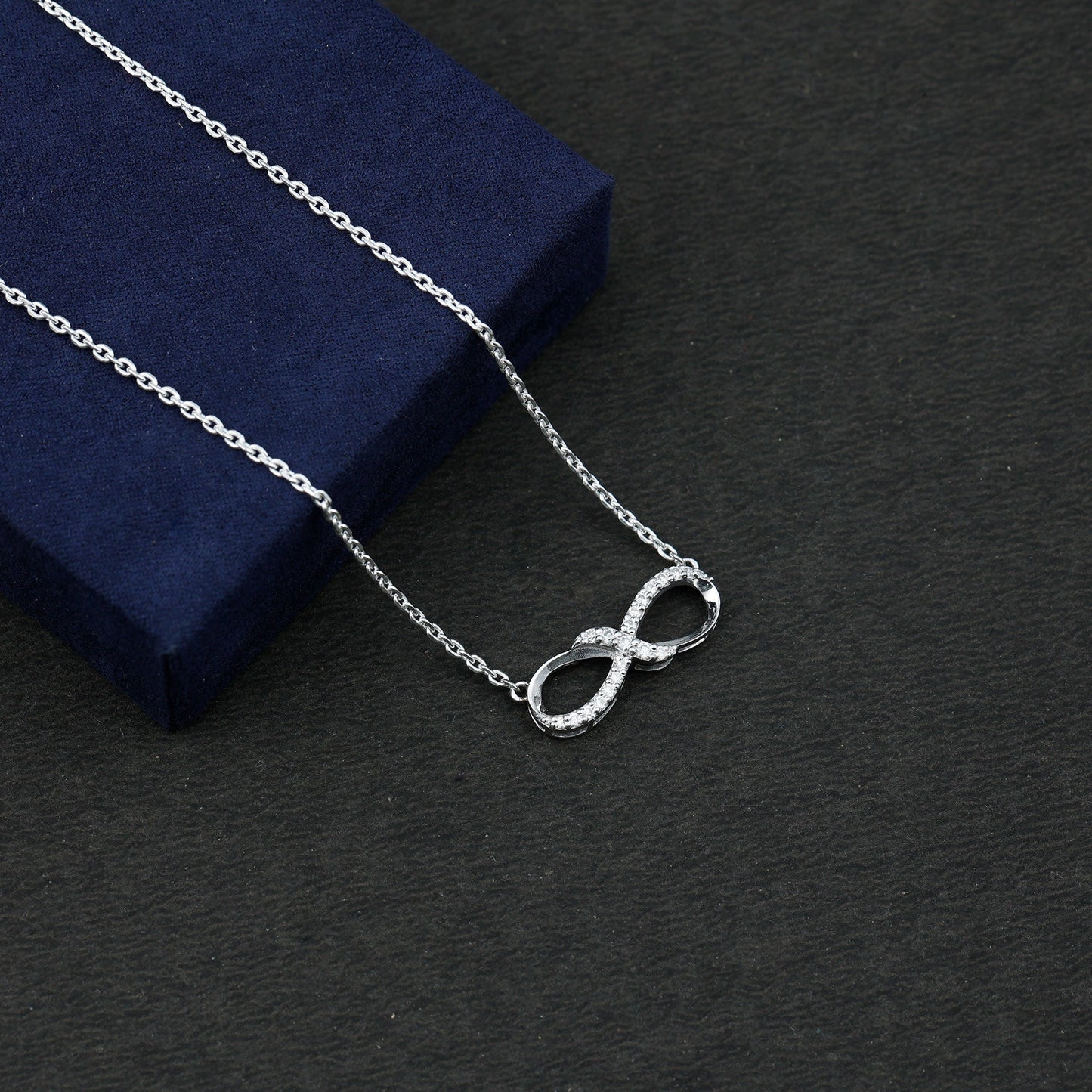 Moissanite Infinity Necklace with Silver Chain
