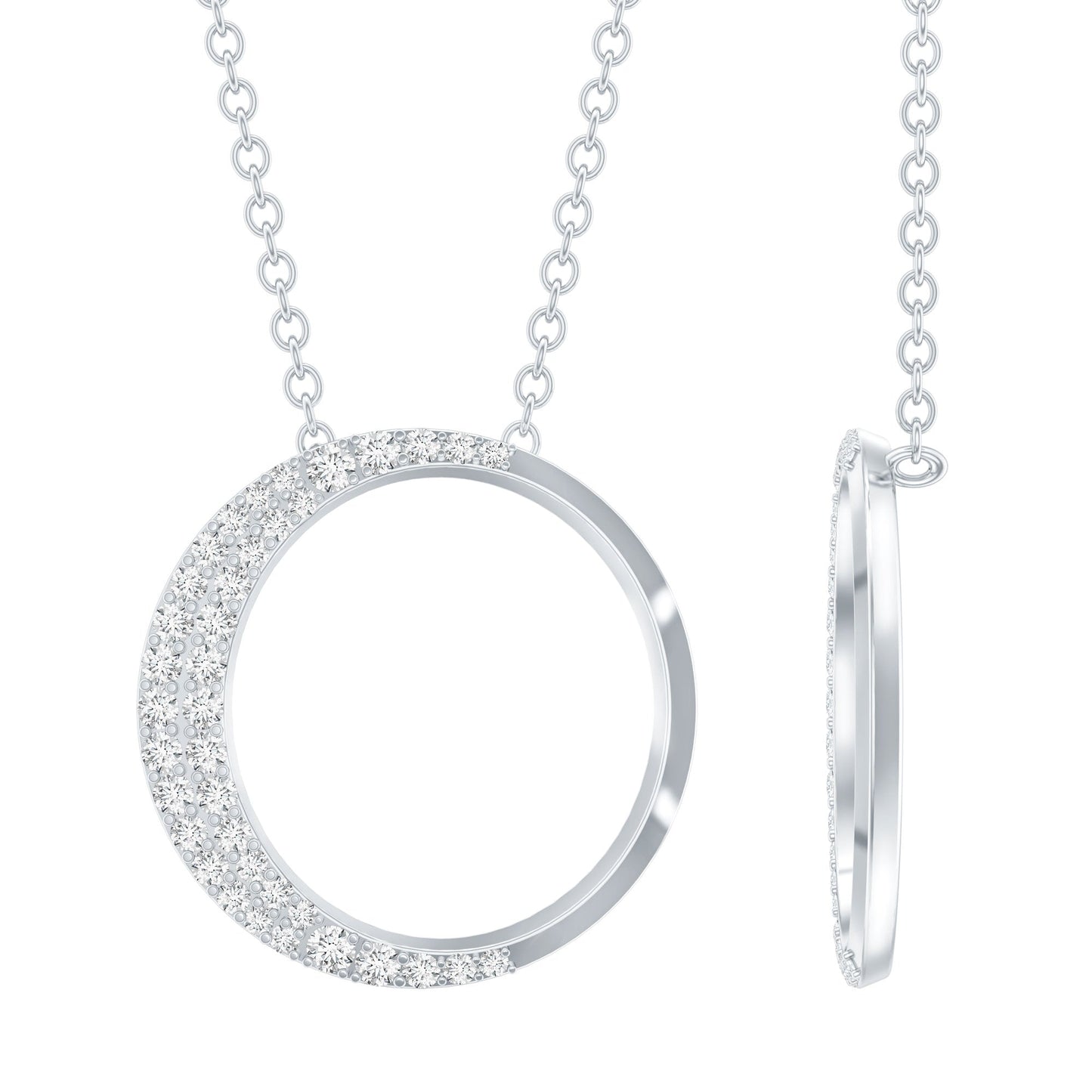 Moissanite Circle of Life Necklace with Silver Chain