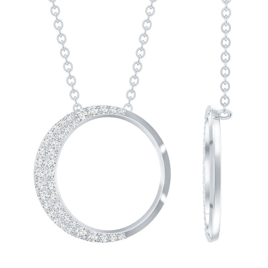 Moissanite Circle of Life Necklace with Silver Chain