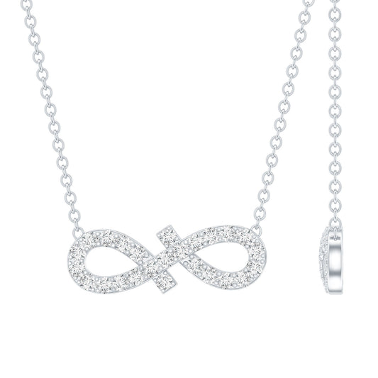 Moissanite Infinity Stackable Necklace in 14K Gold Plated Silver