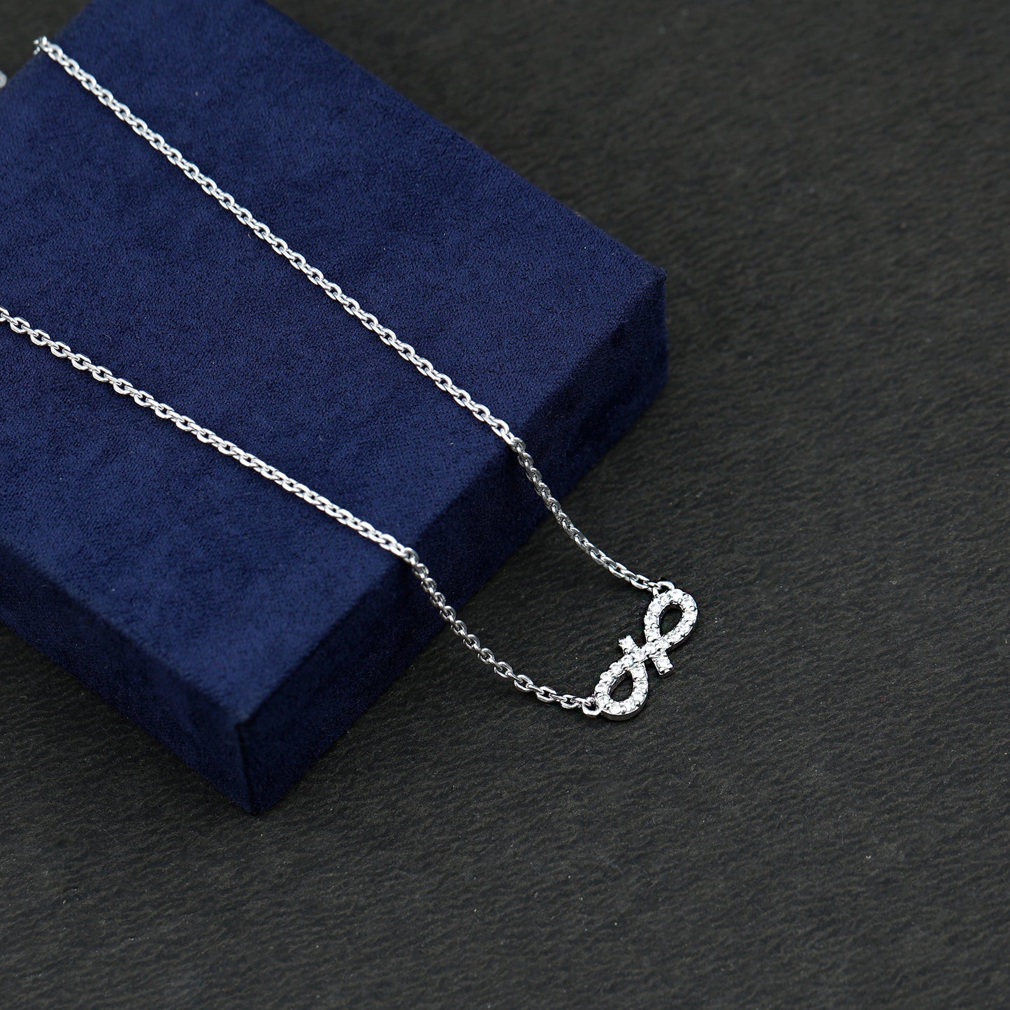 Moissanite Infinity Stackable Necklace in 14K Gold Plated Silver