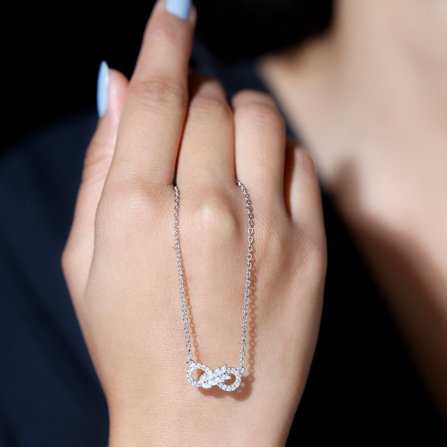 Certified Sterling Silver Moissanite Infinity Necklace