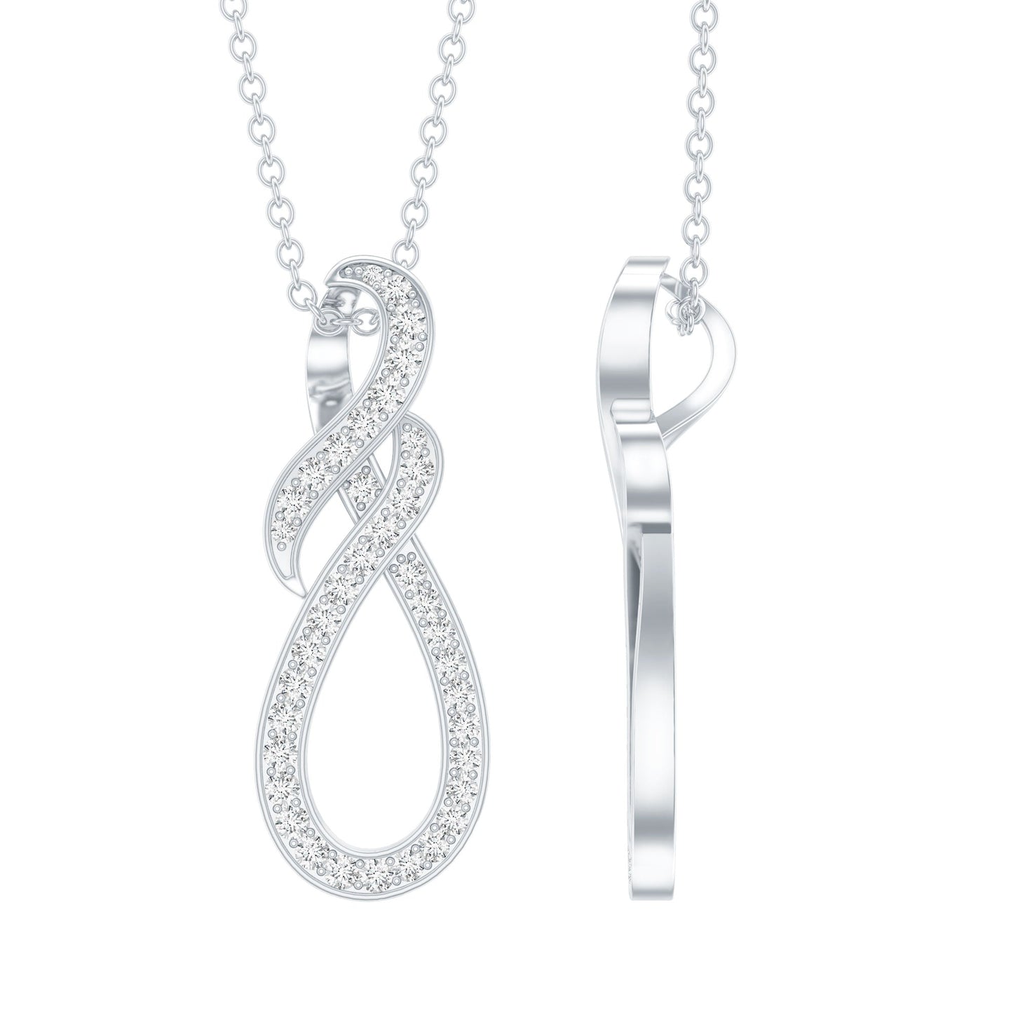 Certified Moissanite Infinity Pendant Necklace with Silver Chain