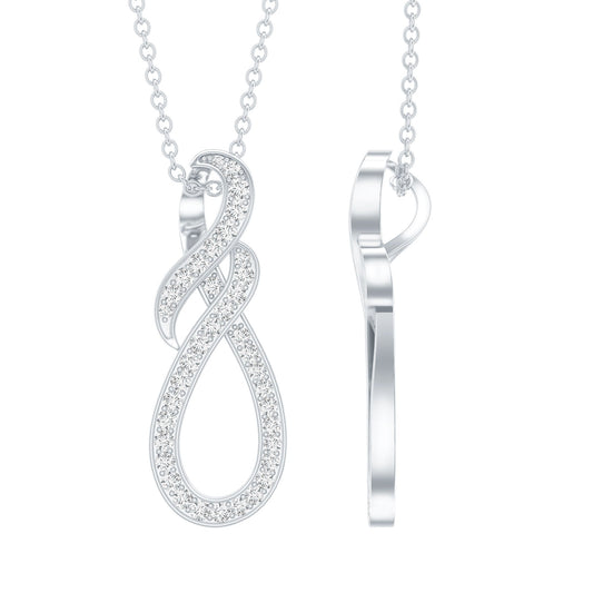 Certified Moissanite Infinity Pendant Necklace with Silver Chain