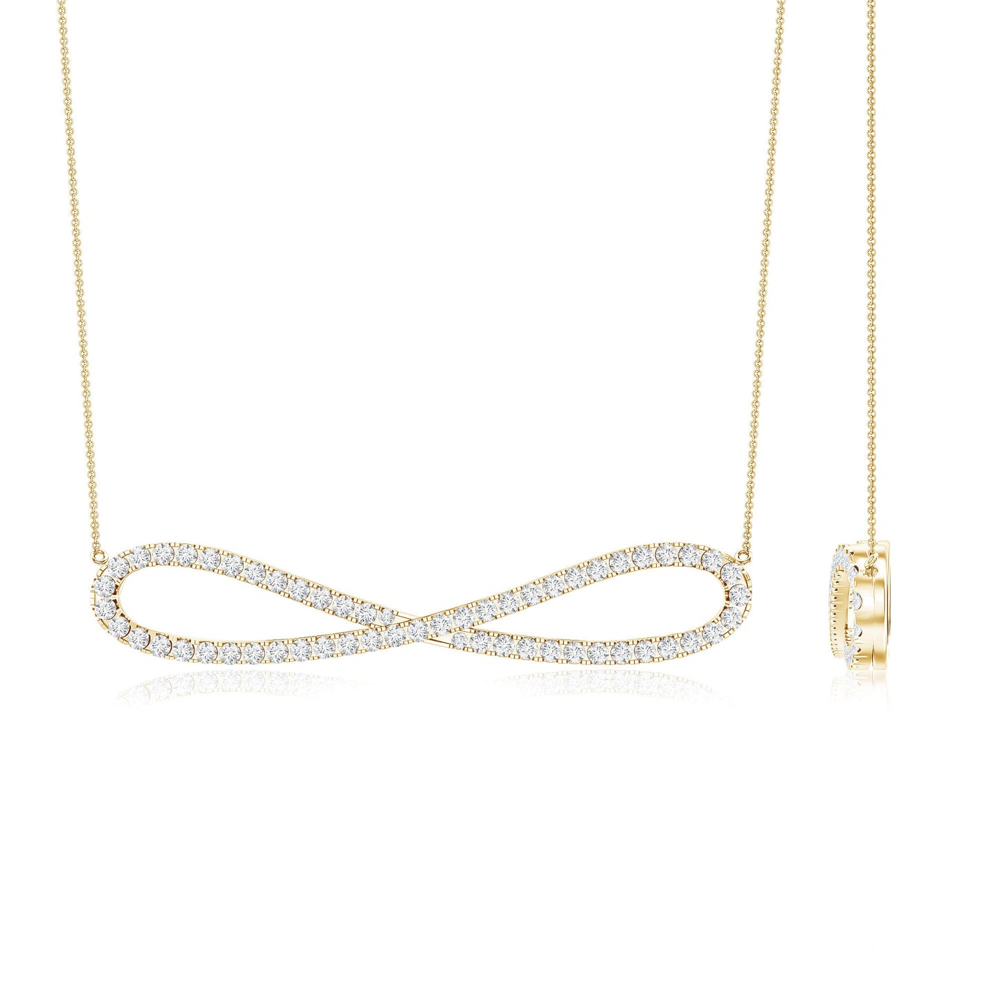 Diamond Sideway Infinity Pendant Necklace