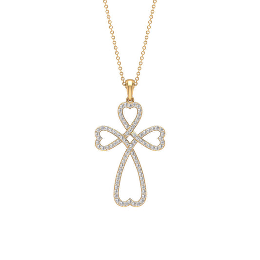 Certified Moissanite Heart Cross Pendant Necklace
