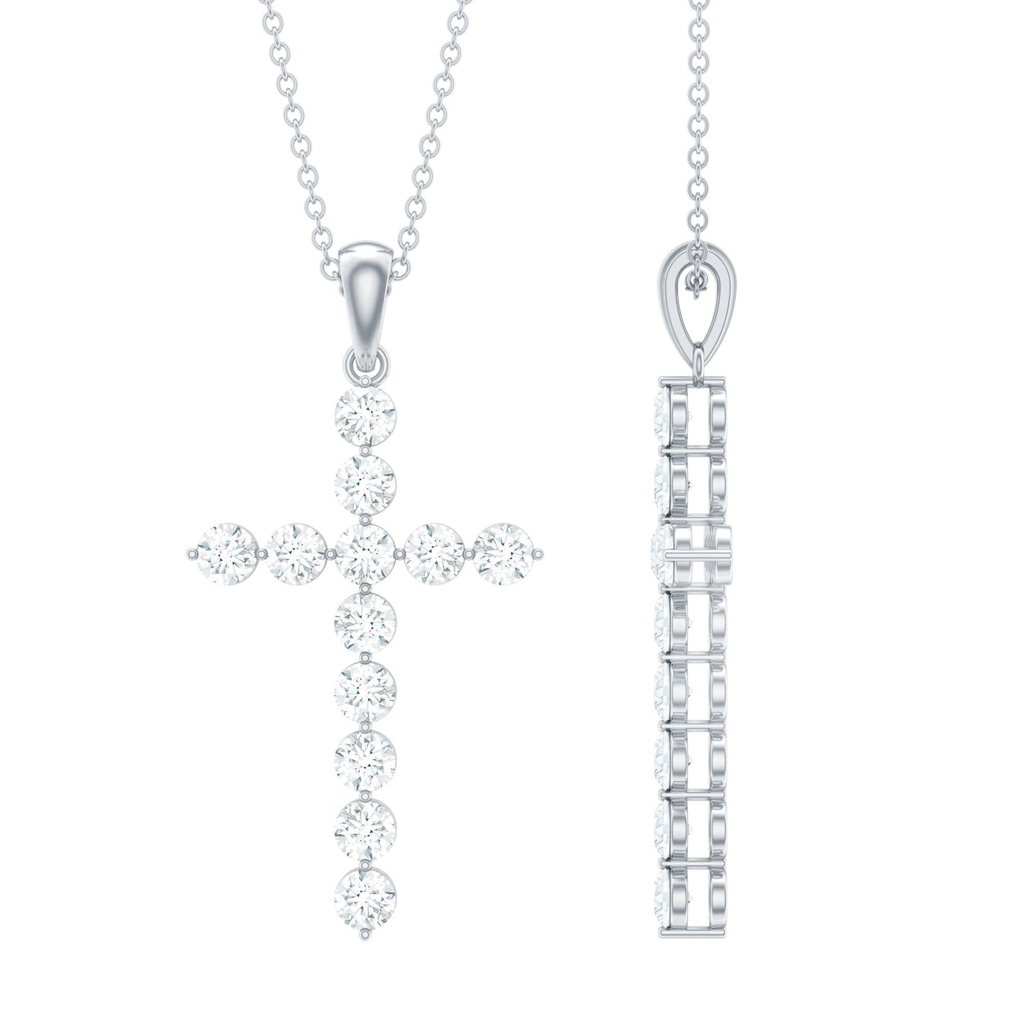 Certified Moissanite Cross Pendant Necklace