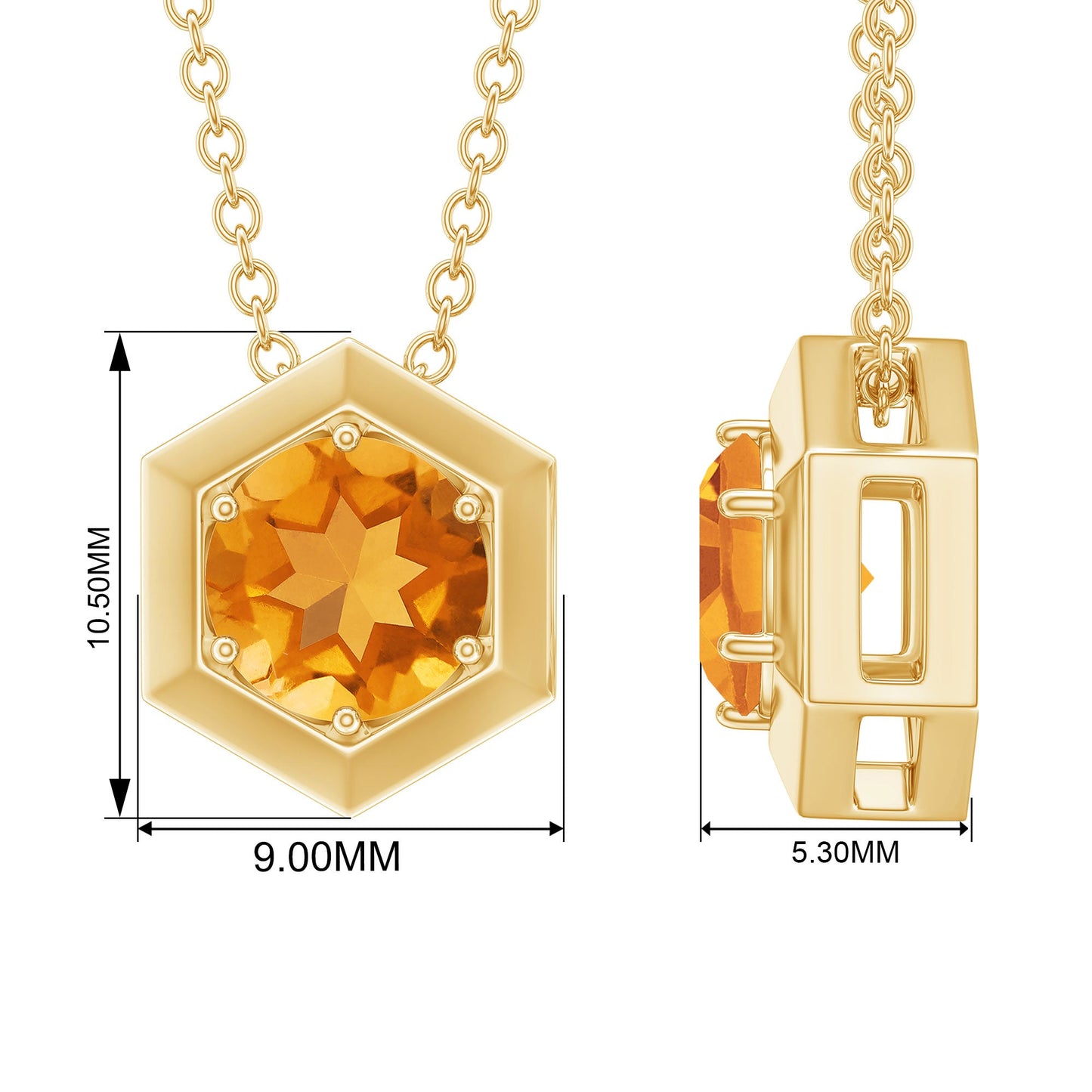 1.2 Carat Natural Citrine Hexagon Pendant