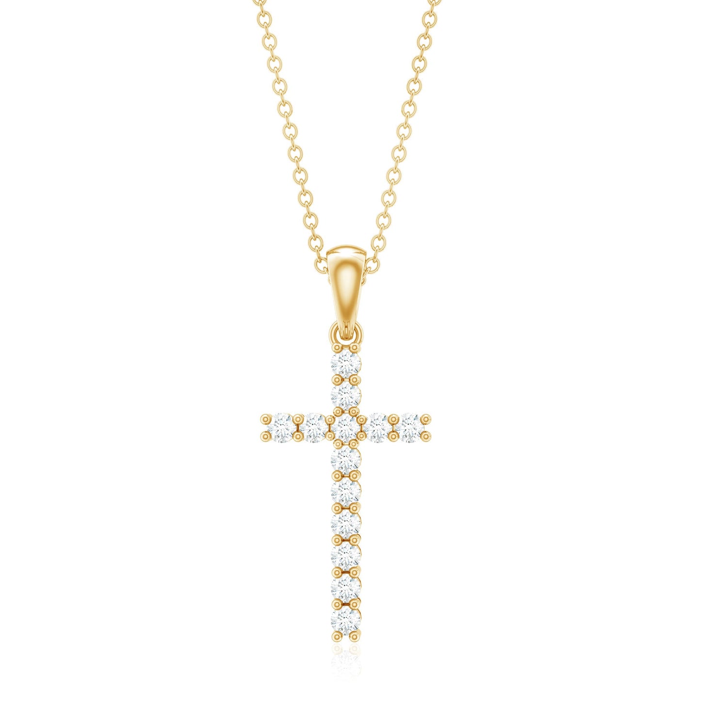 Natural Diamond Cross Pendant Necklace for Women
