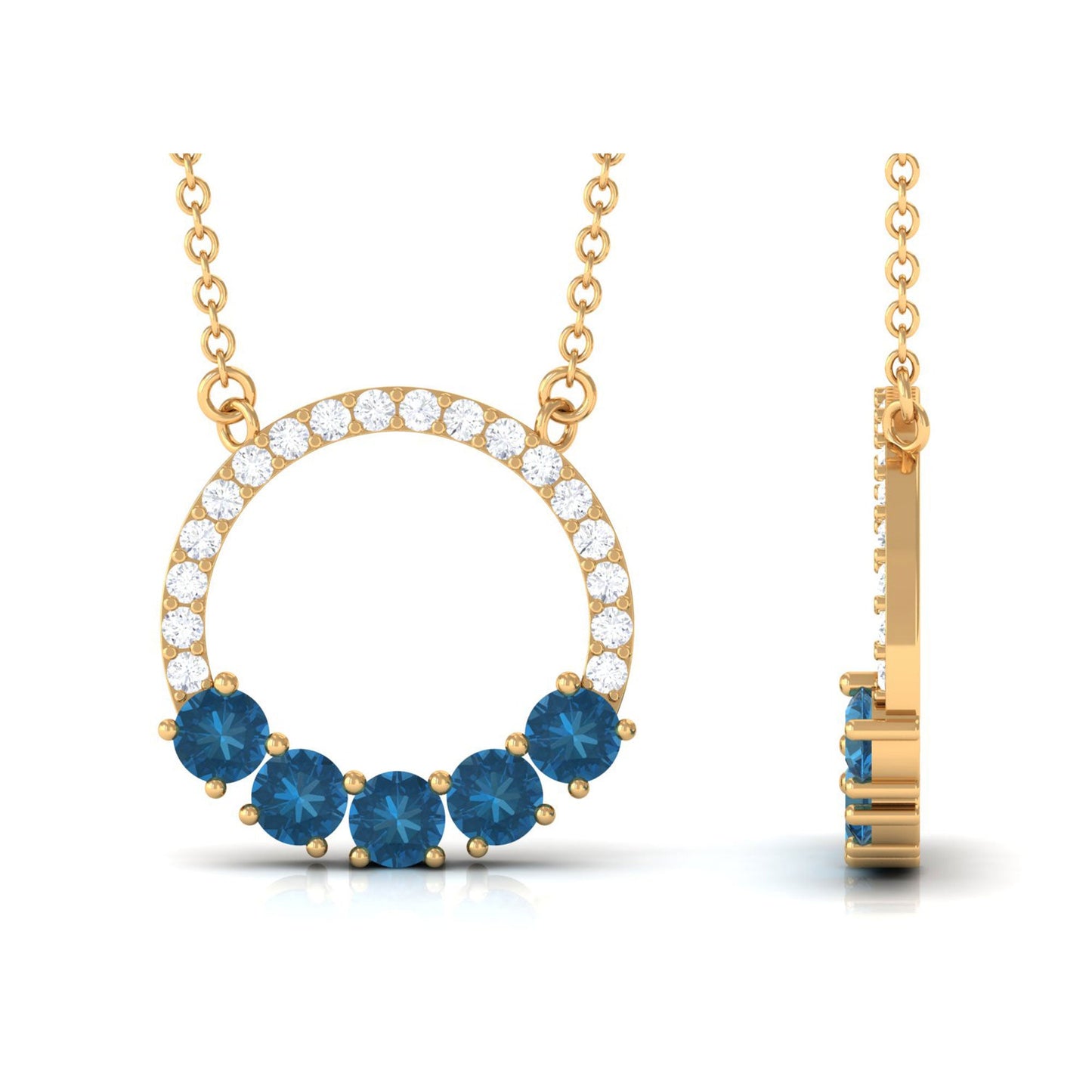 Natural London Blue Topaz and Diamond Eternity Necklace