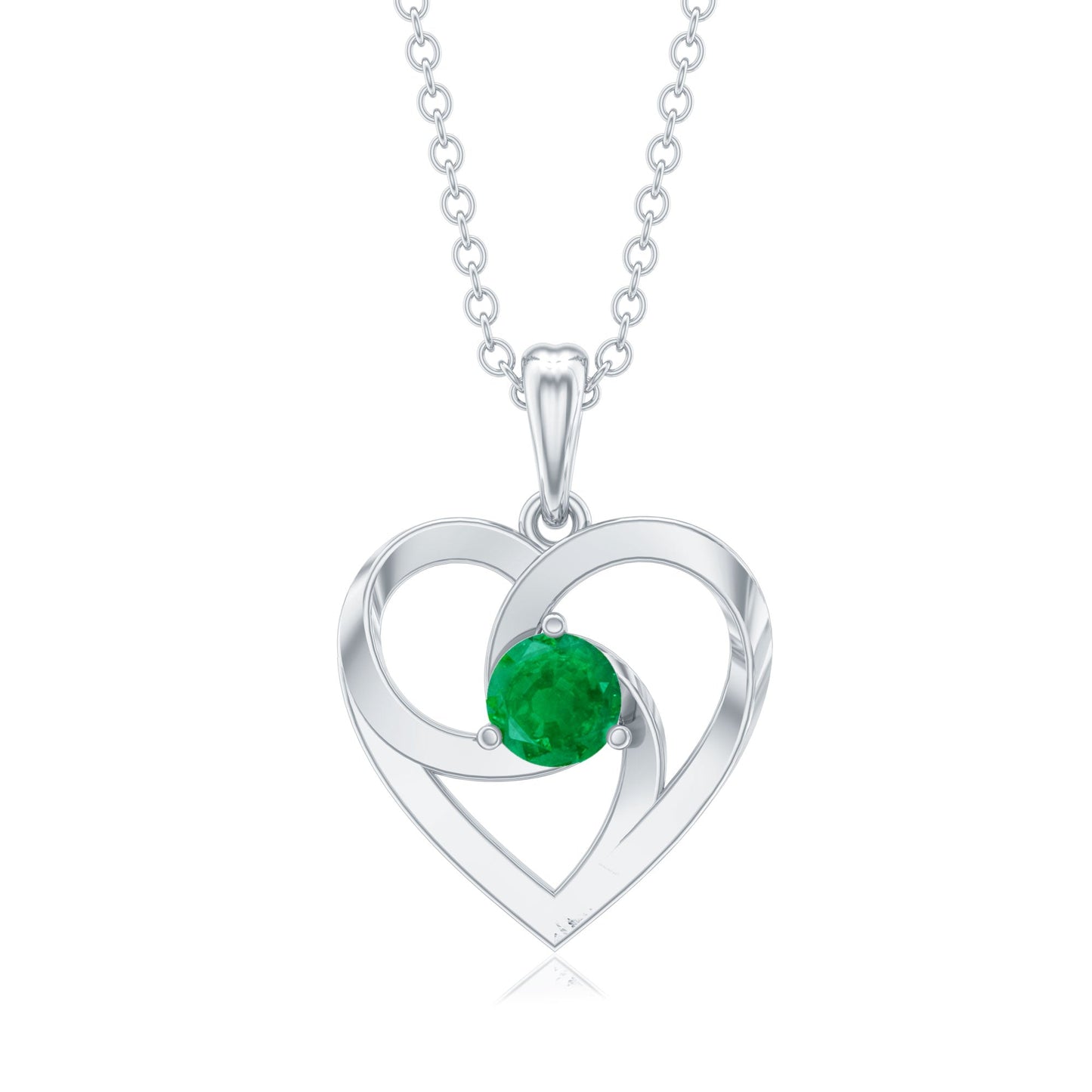 Natural Half Carat Emerald Heart Pendant Necklace for Women