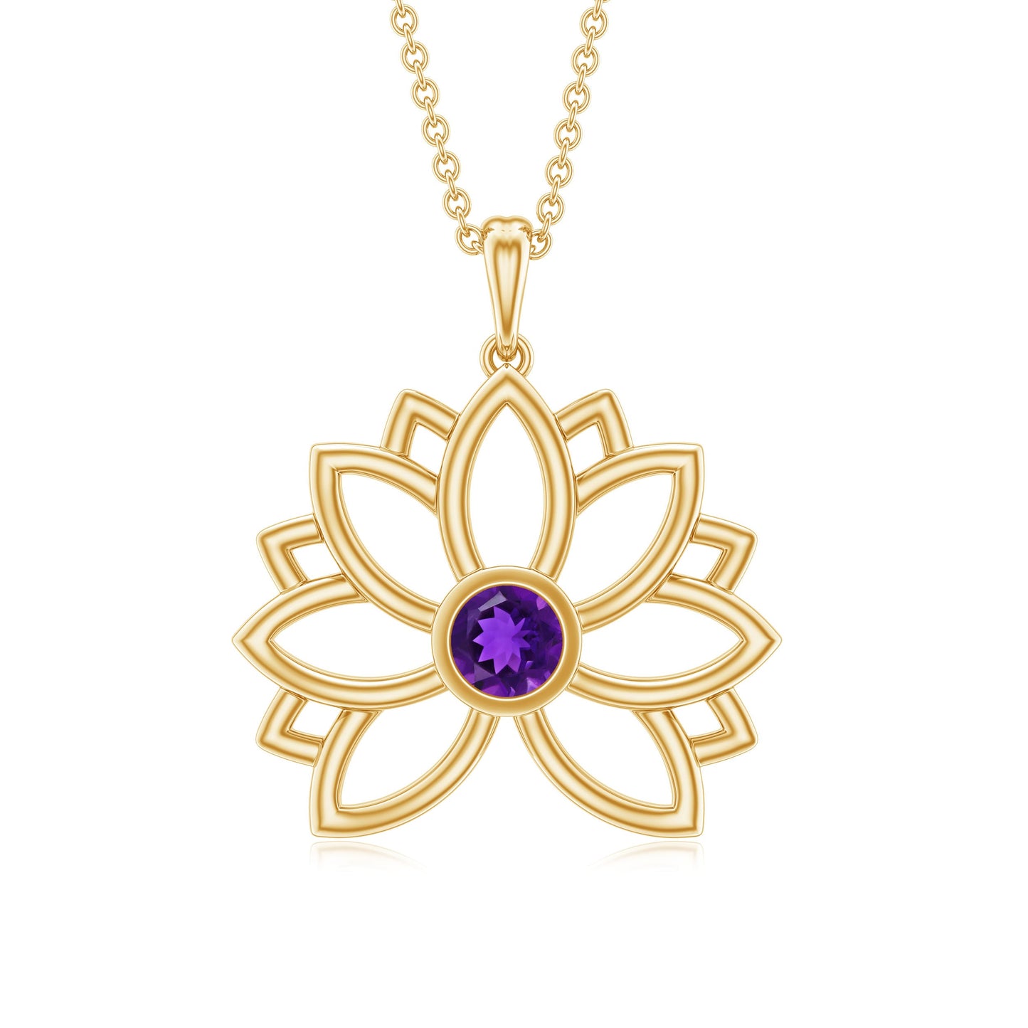 Amethyst Lotus Flower Necklace for Women