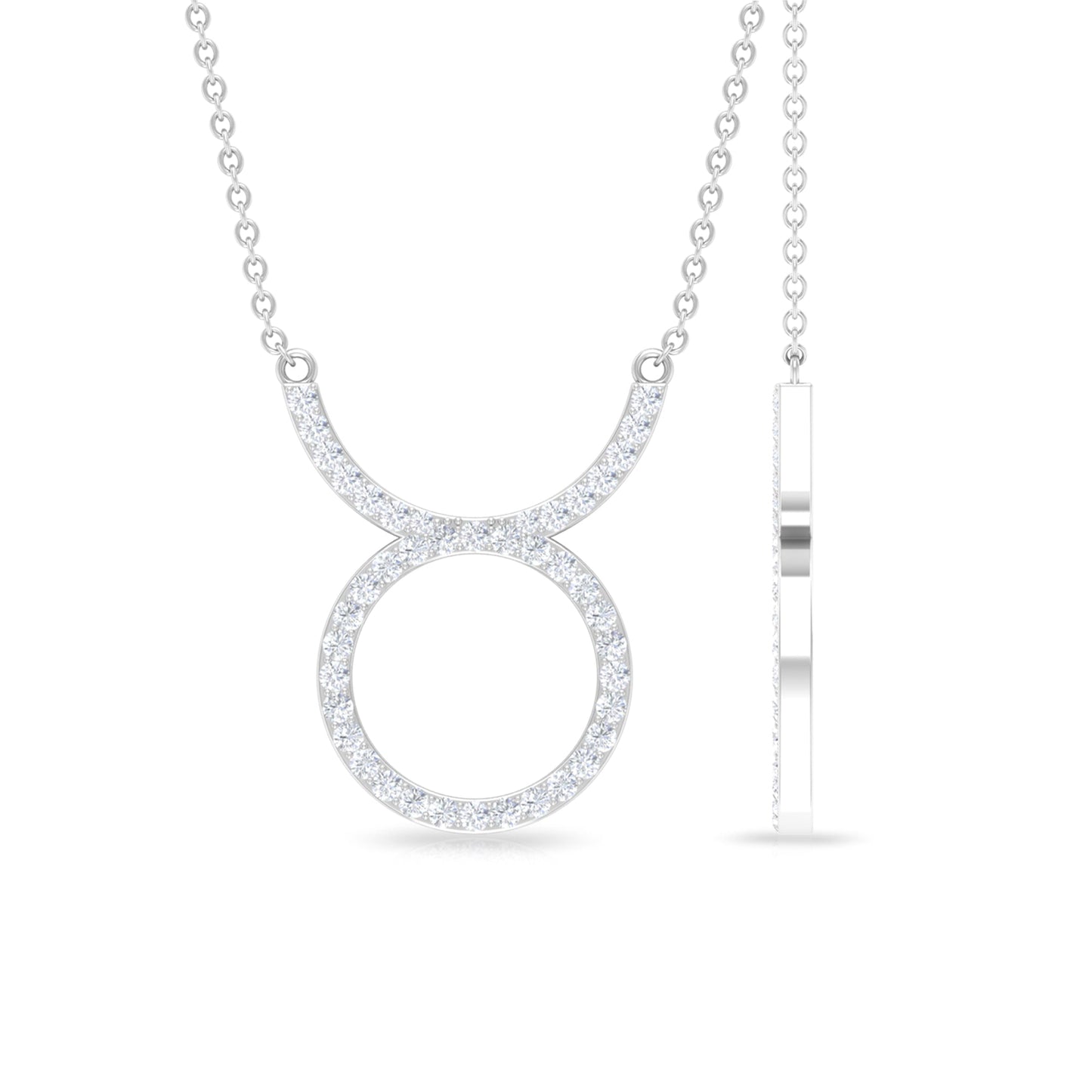 Pave Set Lab Grown Diamond Taurus Zodiac Sign Necklace