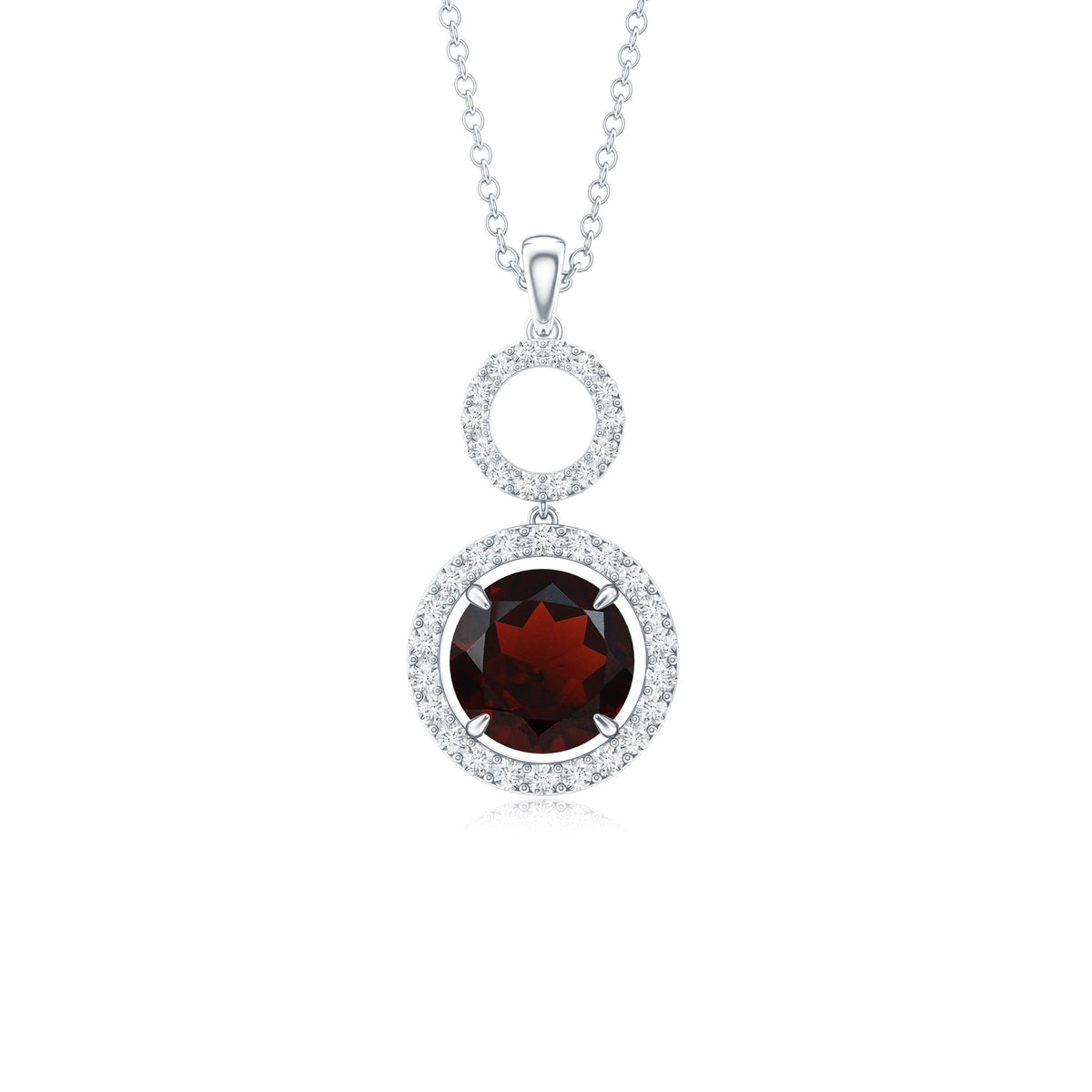 Real Garnet Circle Eternity Necklace with Diamond