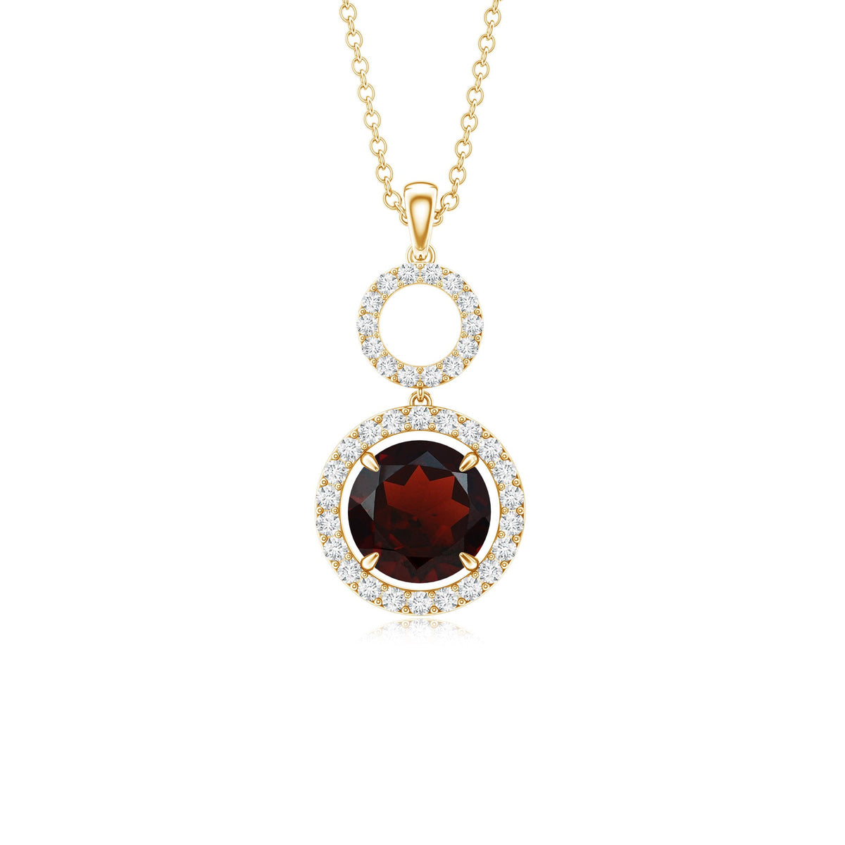 Real Garnet Circle Eternity Necklace with Diamond