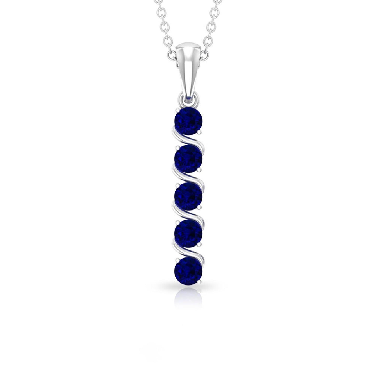 Lab Created Blue Sapphire Bar Necklace With Earrings