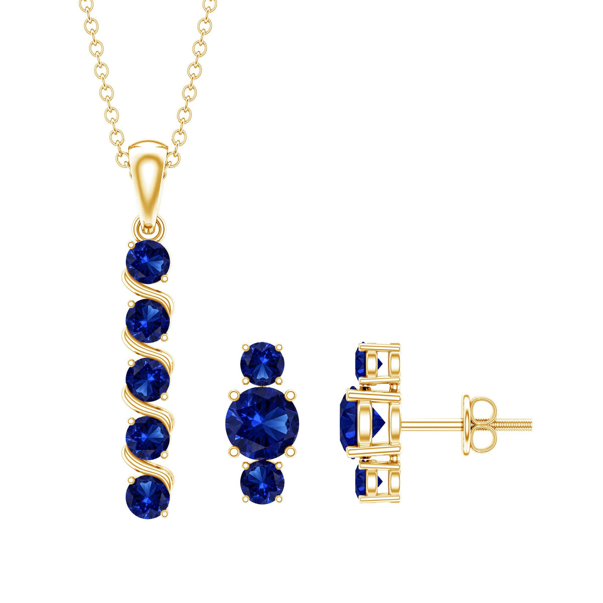 Lab Created Blue Sapphire Bar Necklace With Earrings