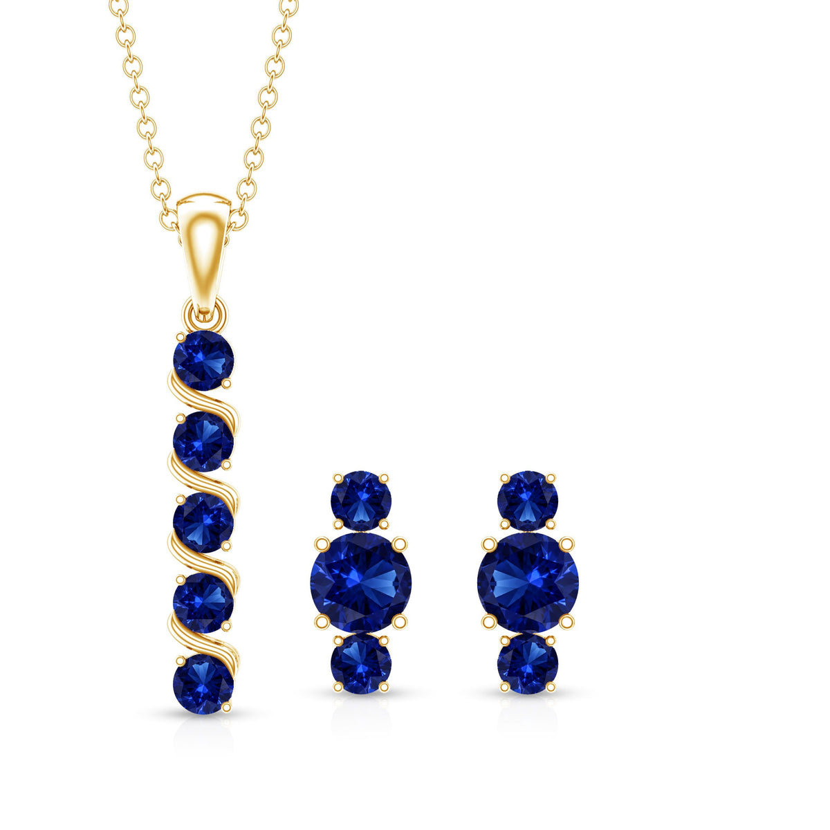Lab Created Blue Sapphire Bar Necklace With Earrings
