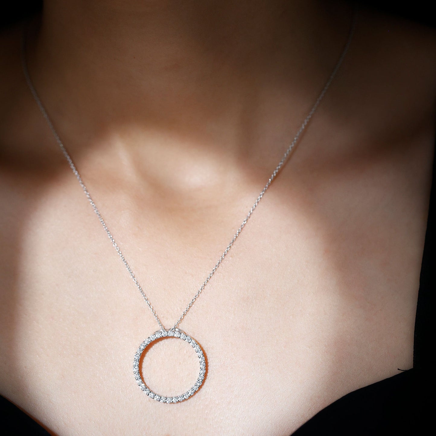 Lab Grown Diamond Eternity Necklace in Sterling Silver