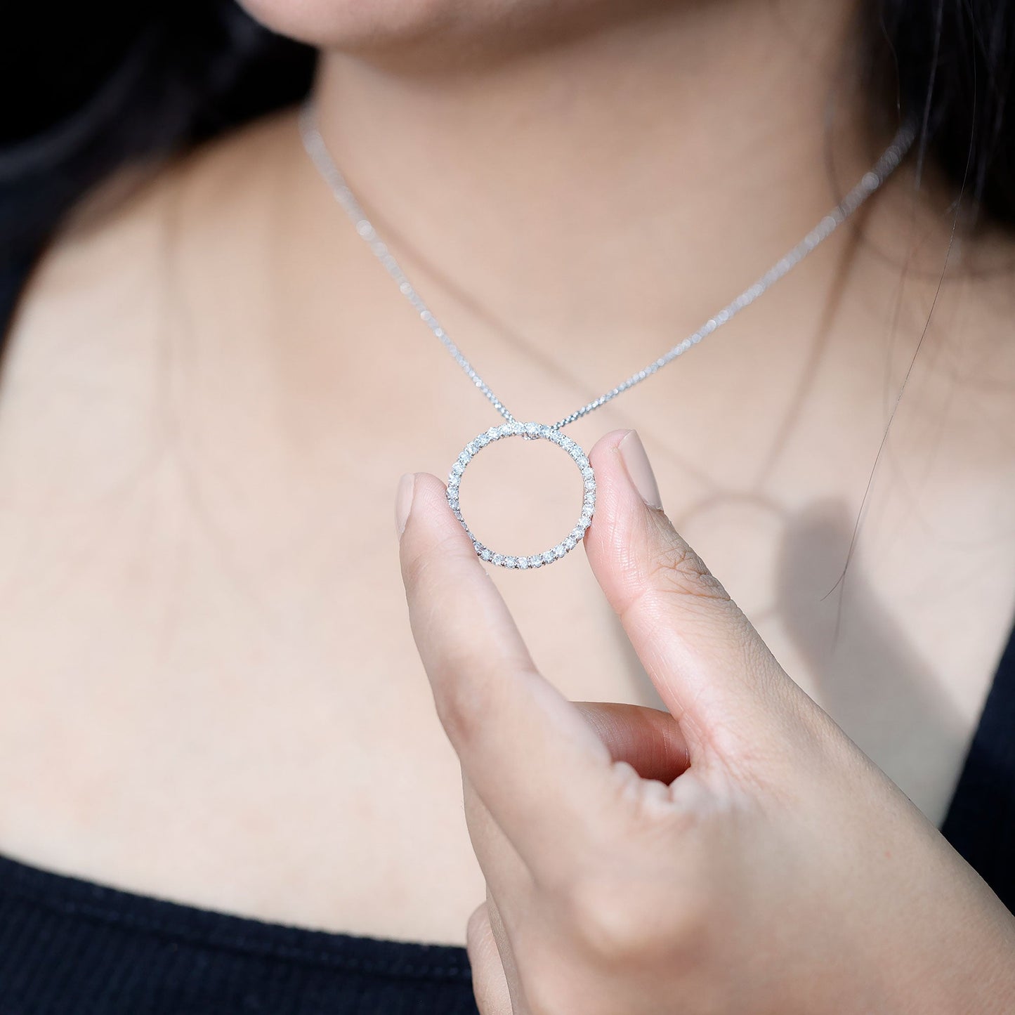 Lab Grown Diamond Eternity Necklace in Sterling Silver