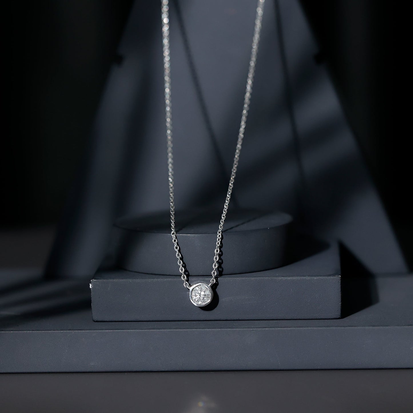 Half Carat Lab Grown Diamond Solitaire Necklace in Sterling Silver