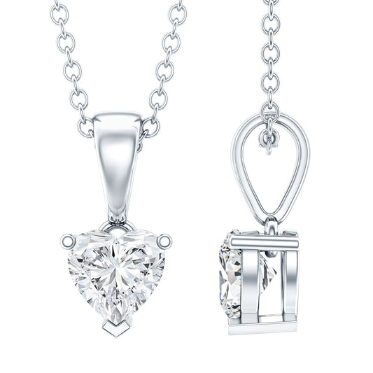 Certified 0.5 Carat Lab Grown Diamond Heart Necklace With Silver Chain