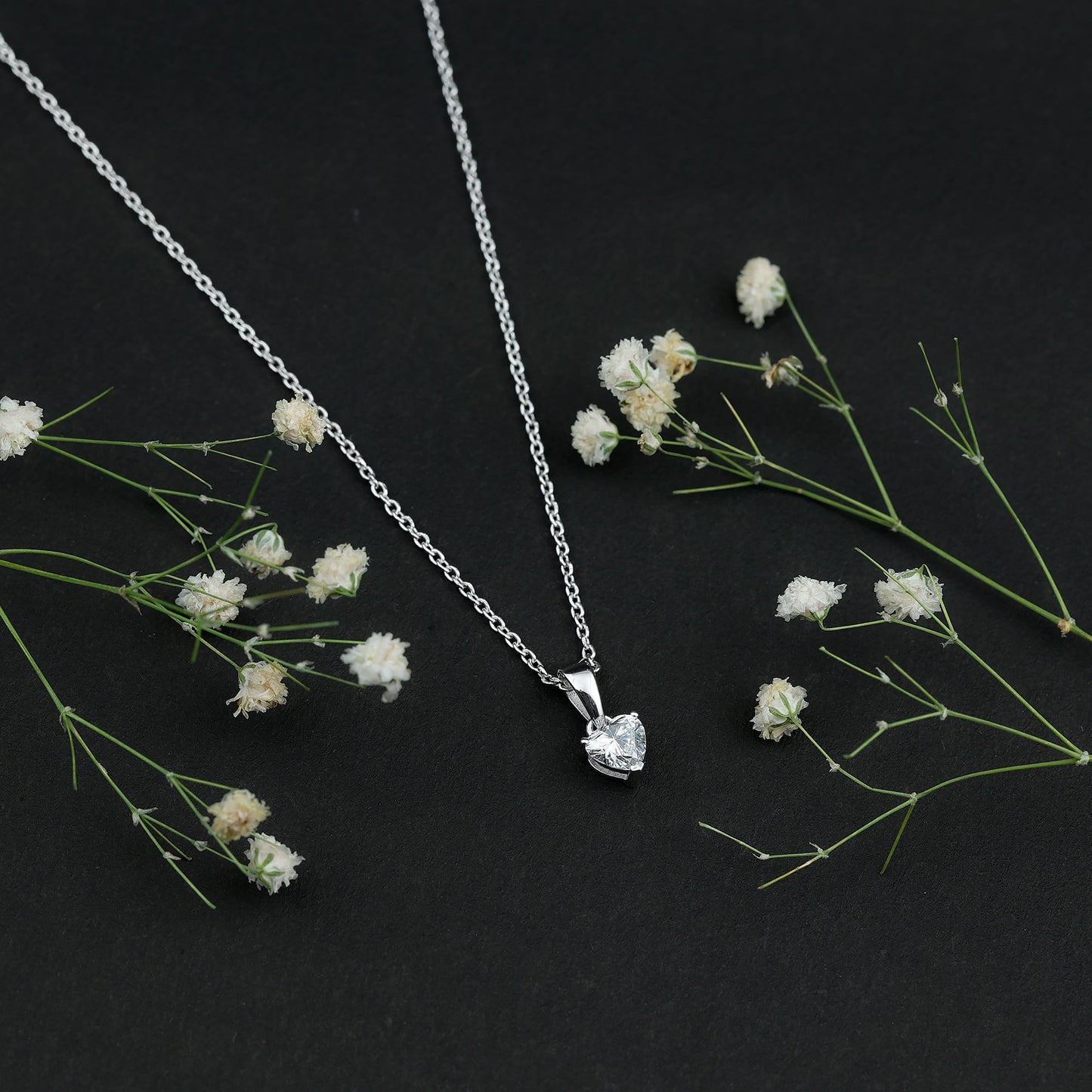 Certified 0.5 Carat Lab Grown Diamond Heart Necklace With Silver Chain