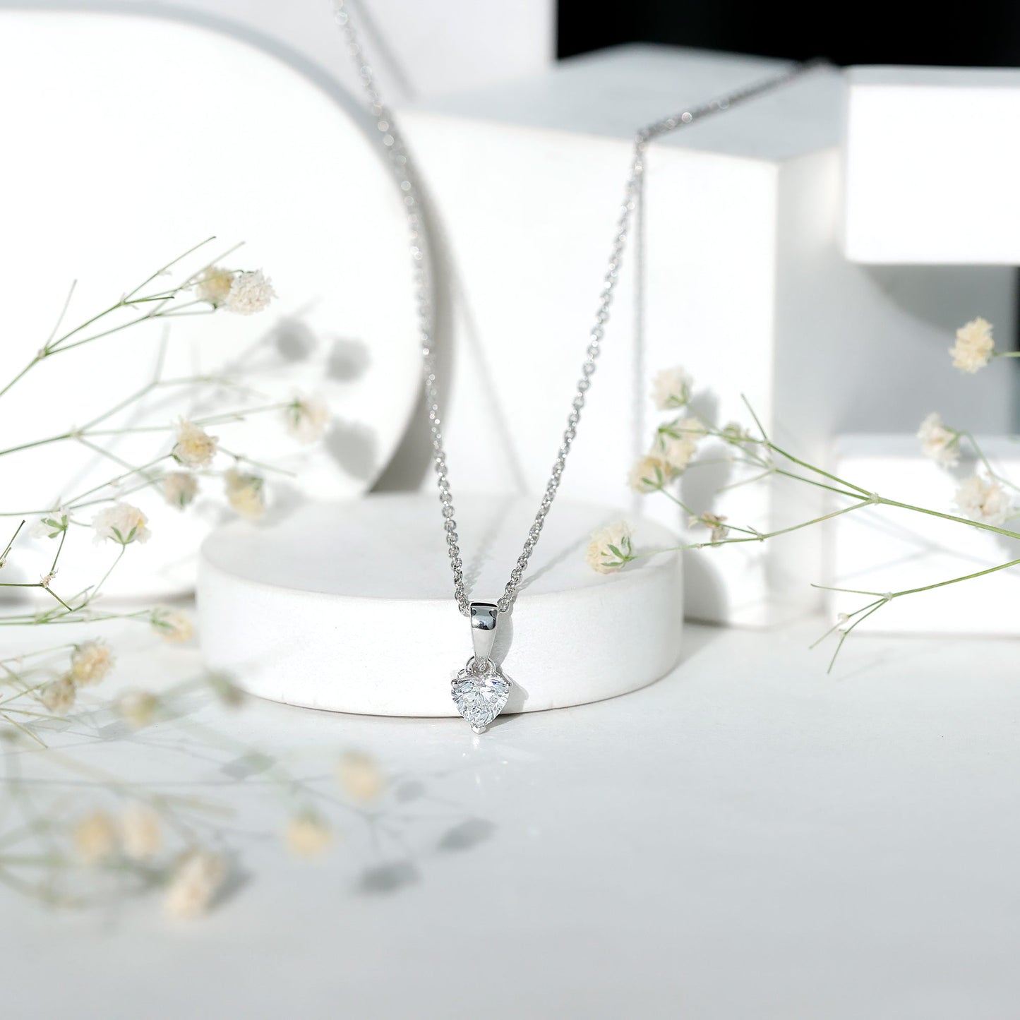 Certified 0.5 Carat Lab Grown Diamond Heart Necklace With Silver Chain