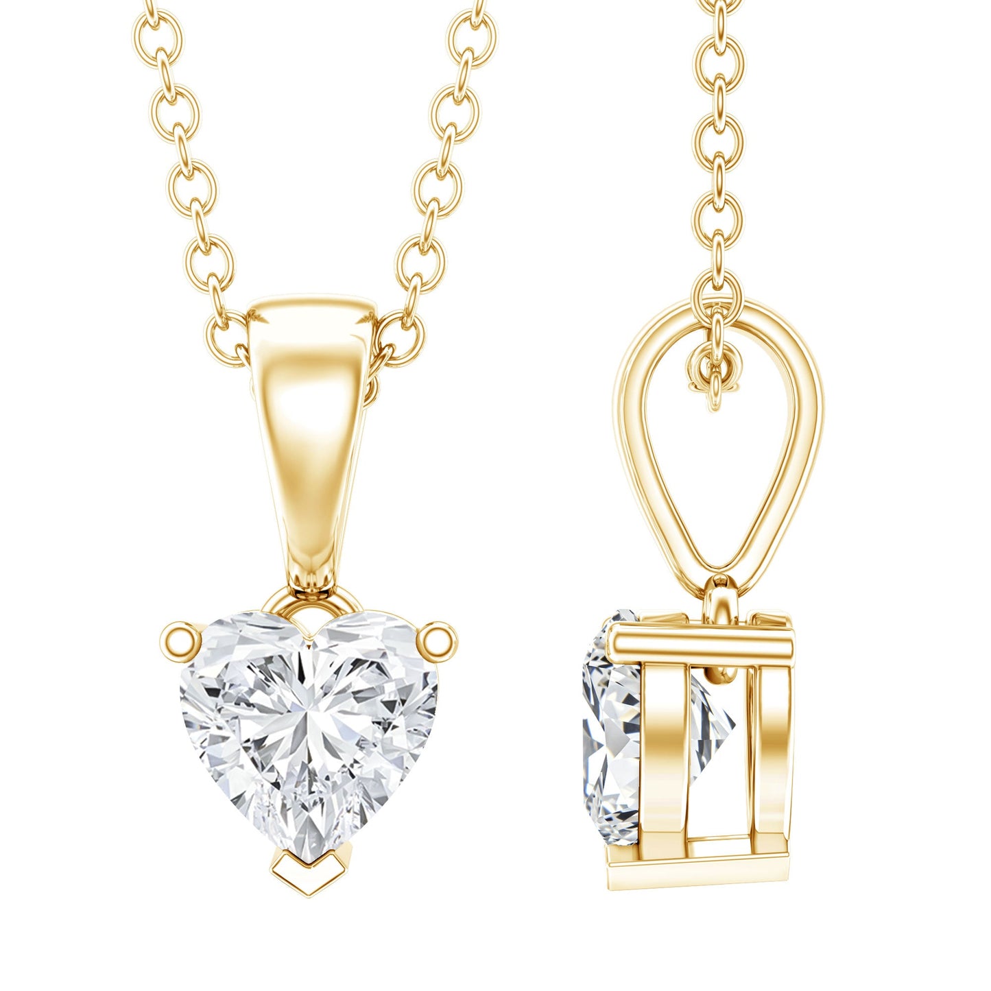 0.5 Carat Lab Grown Diamond Heart Necklace For Women