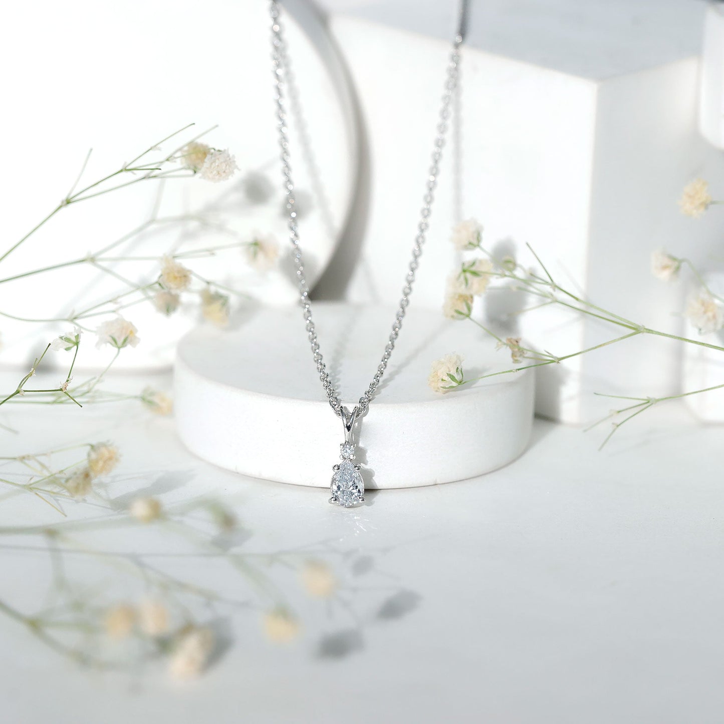 0.3 Carat Lab Grown Diamond Teardrop Pendant Necklace