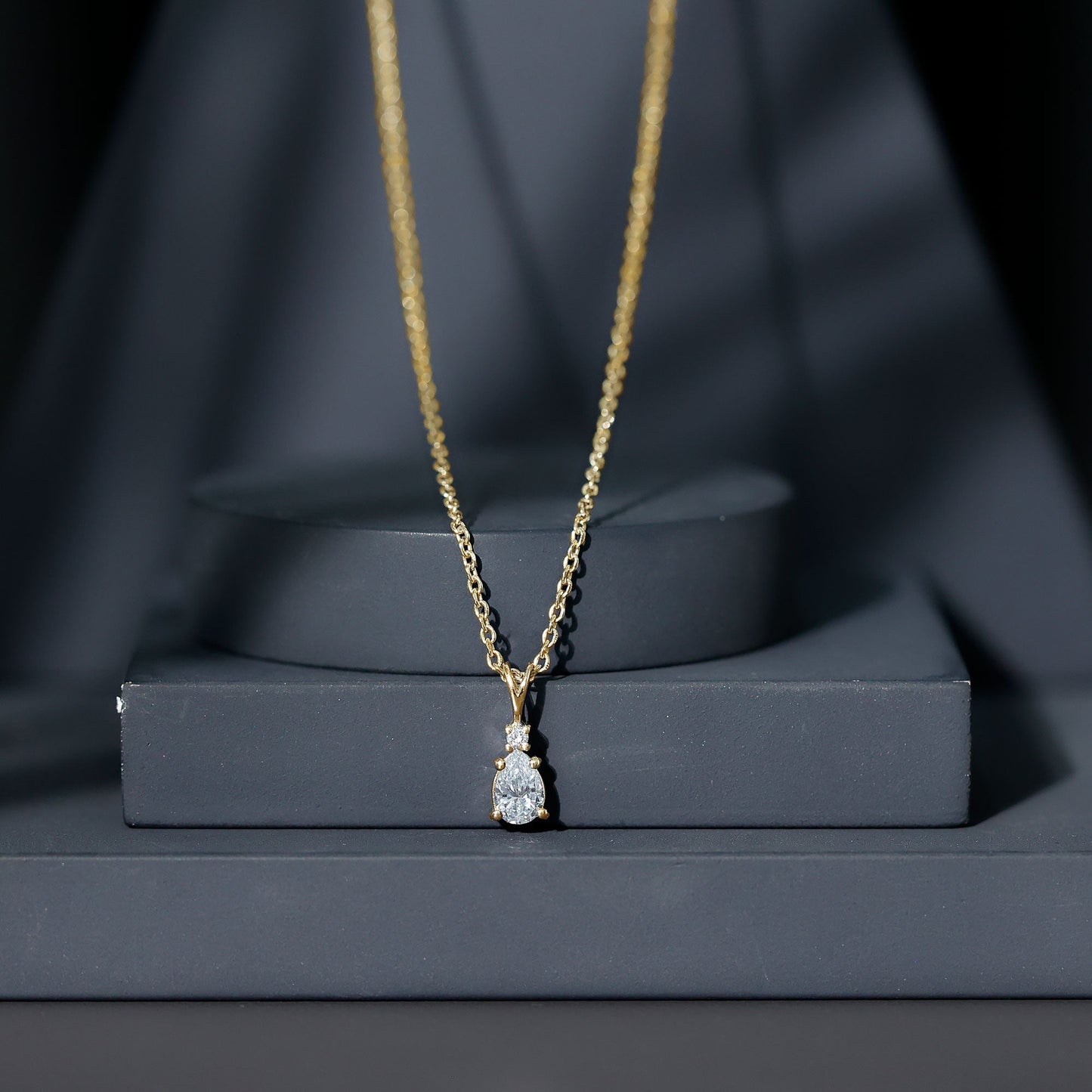 0.3 Carat Lab Grown Diamond Teardrop Pendant Necklace