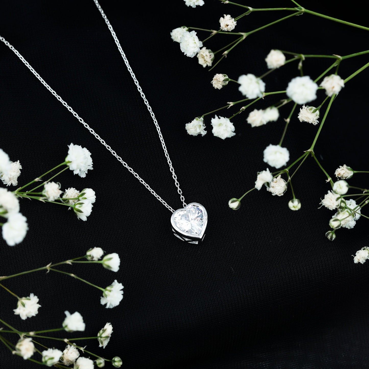 Bezel Set 2 Carat Cubic Zirconia Heart Pendant Necklace with Chain