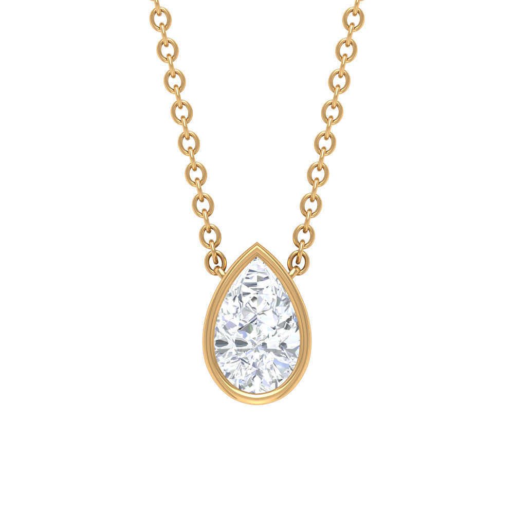 Pear Shape Real Diamond Solitaire Necklace
