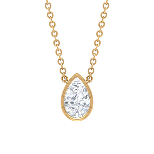 Pear Shape Real Diamond Solitaire Necklace