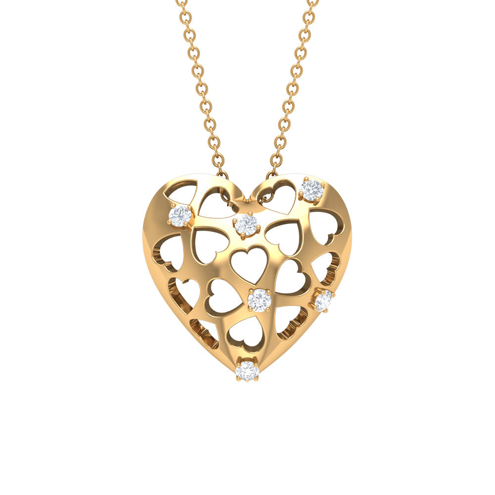 Heart Shaped Openwork Diamond Necklace