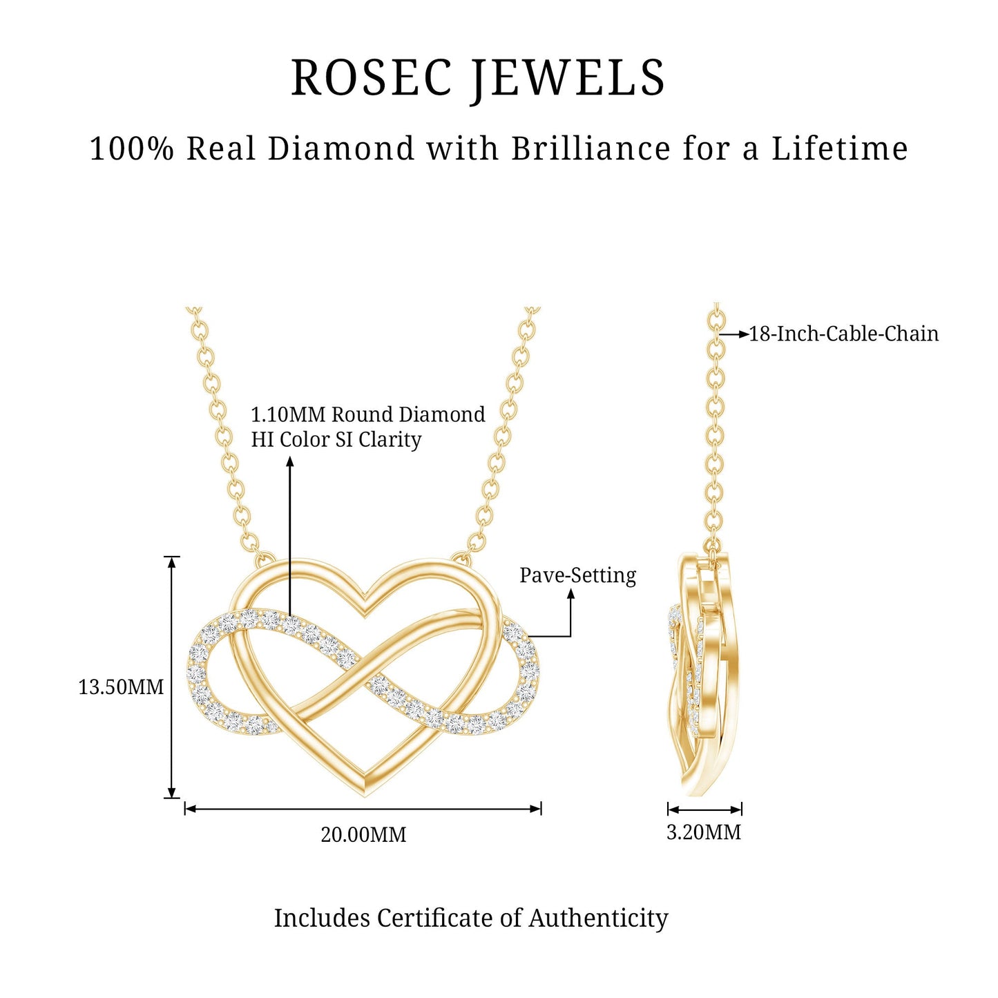 Certified Diamond Infinity Heart Necklace