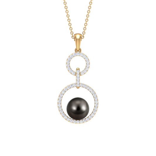 Tahitian Pearl and Diamond Eternity Dangle Pendant