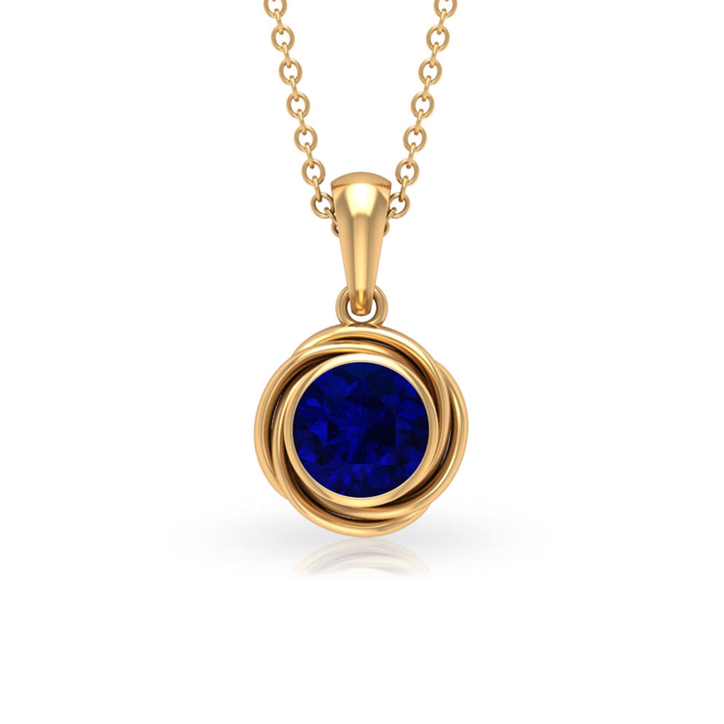 Solitaire Lab Created Blue Sapphire Swirl Jewelry Set with Certificate