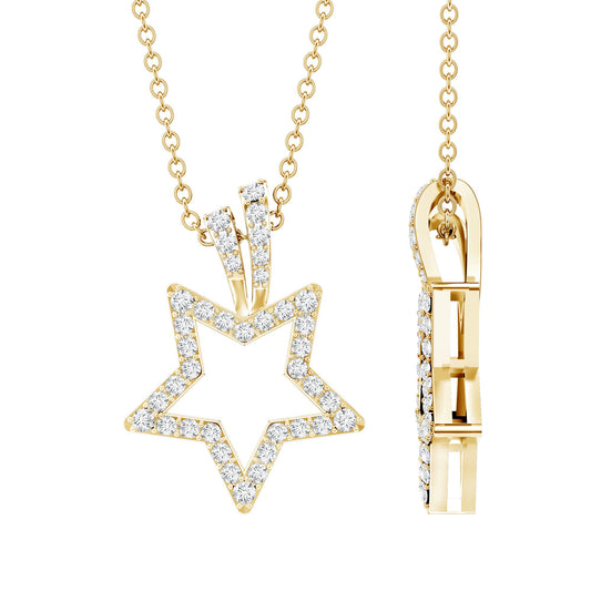Natural Diamond Star Pendant For Women