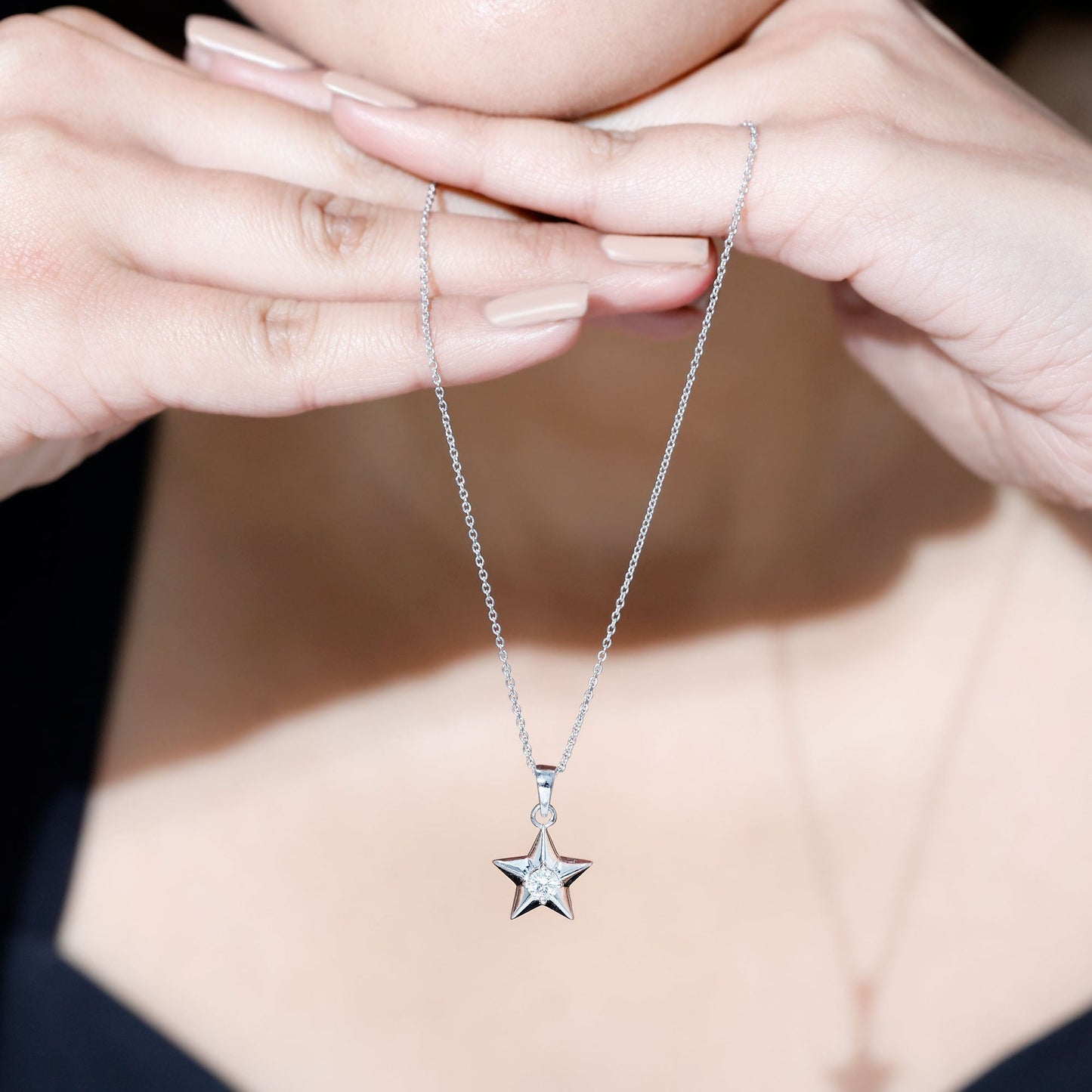 Certified Diamond Star Pendant Necklace