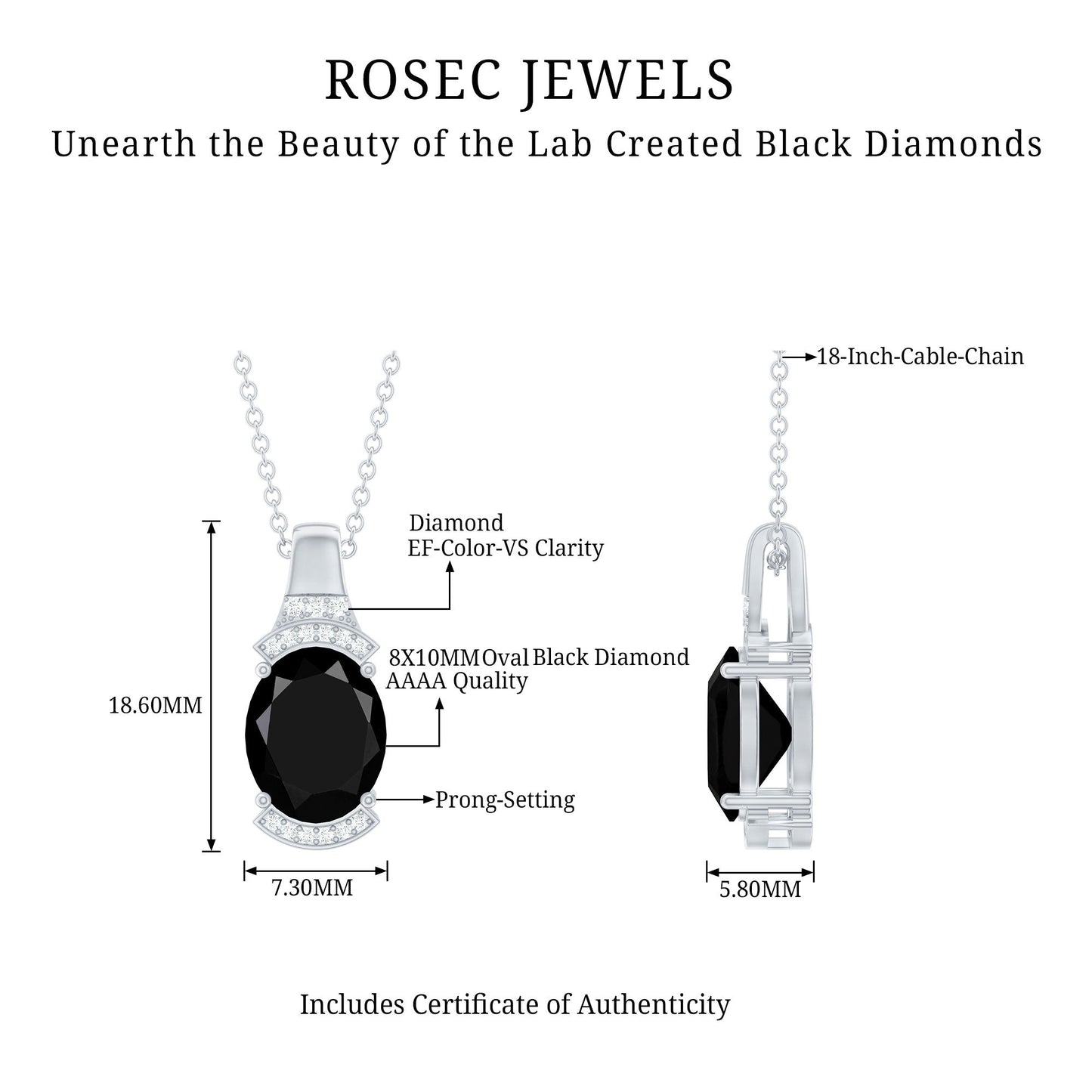 Certified 4.2 Carat Lab Grown Black and White Diamond Vintage Necklace