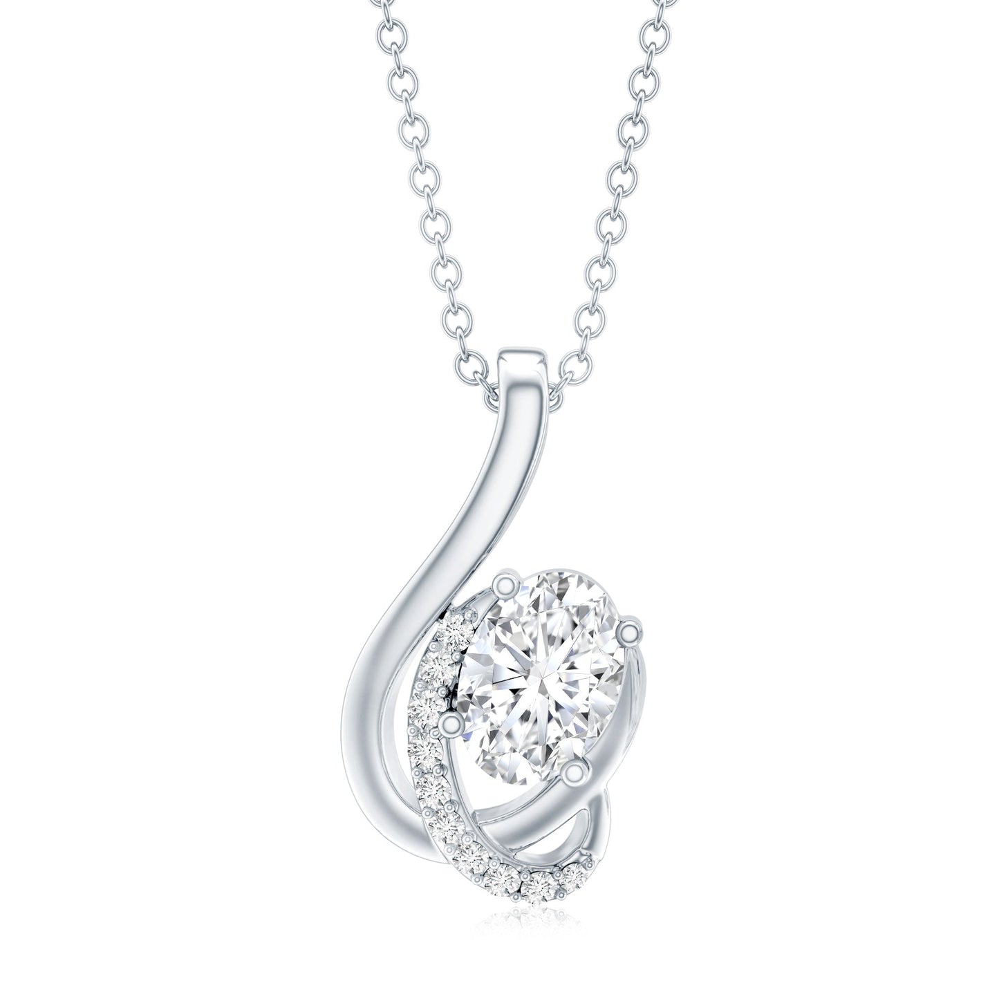 Certified Oval Shape Lab Grown Diamond Designer Necklace