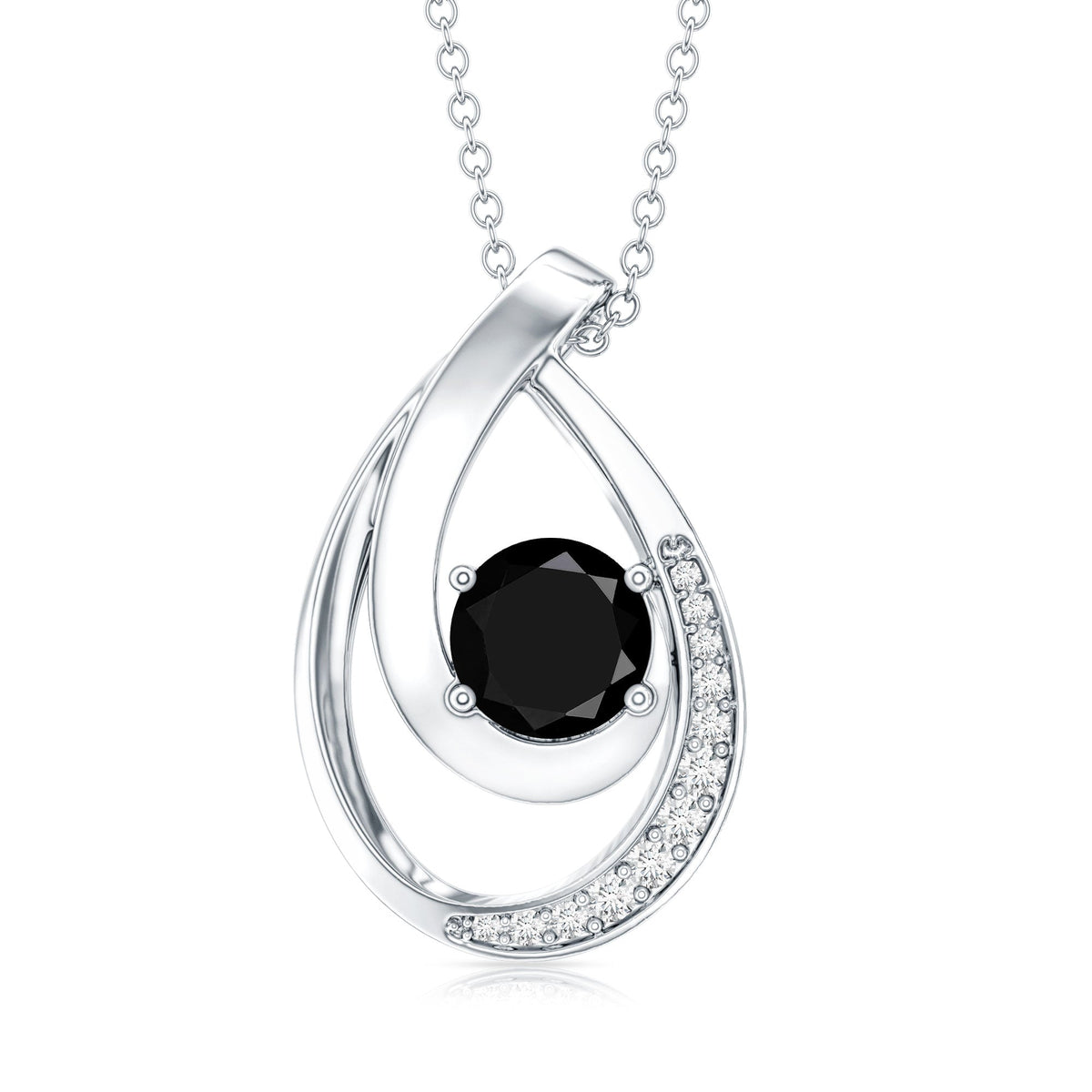 Certified Lab Grown Black and White Diamond Teardrop Necklace