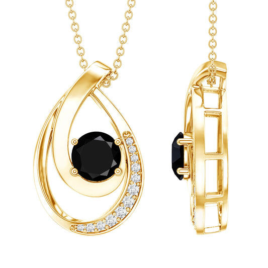 Certified Lab Grown Black and White Diamond Teardrop Necklace